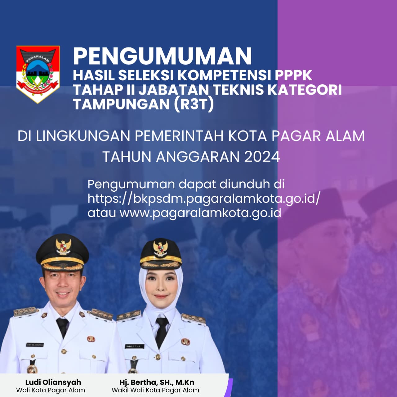 PENGADAAN PEGAWAI PEMERINTAH DENGAN PERJANJIAN KERJA TAHAP II JABATAN TEKNIS KATEGORI TAMPUNGAN (R3T) DI LINGKUNGAN PEMERINTAH KOTA PAGAR ALAM TAHUN ANGGARAN 2024