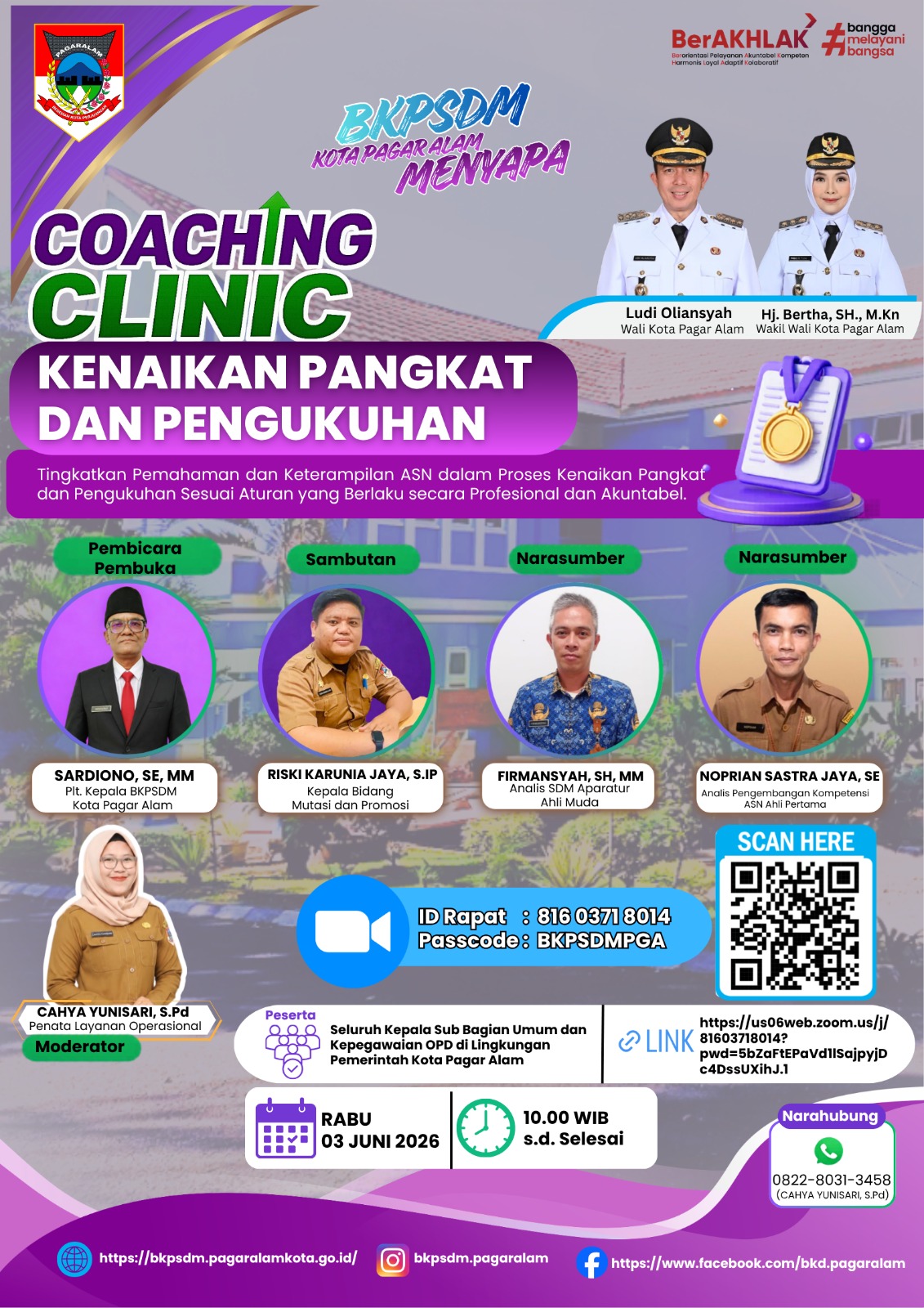 BKPSDM KOTA PAGAR ALAM MENYAPA - COACHING CLINIC KENAIKAN PANGKAT DAN PENGUKUHAN