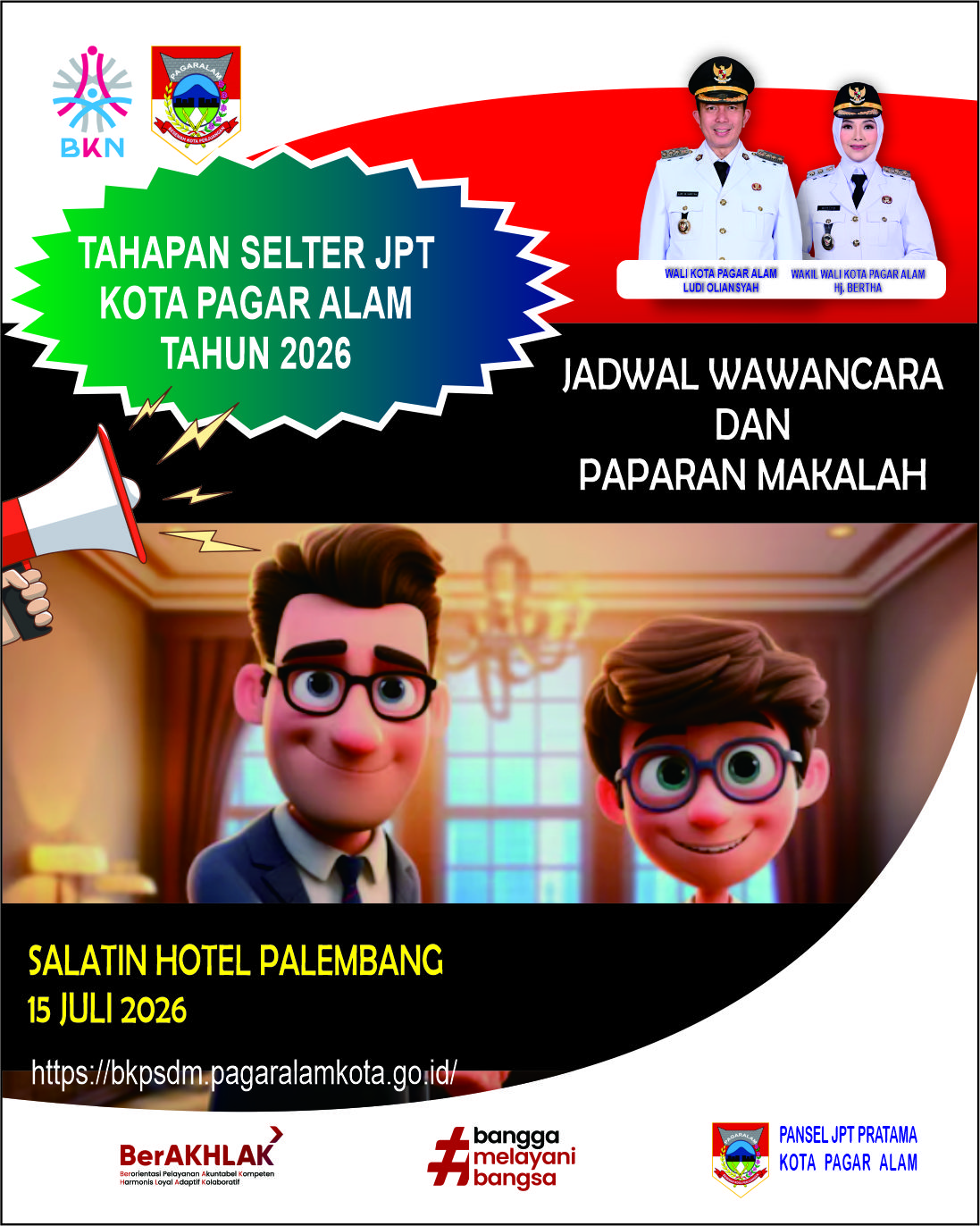 Jadwal Wawancara dan Paparan Makalah Peserta Selter JPT Kota Pagar Alam Tahun 2026 15 Juli 2026